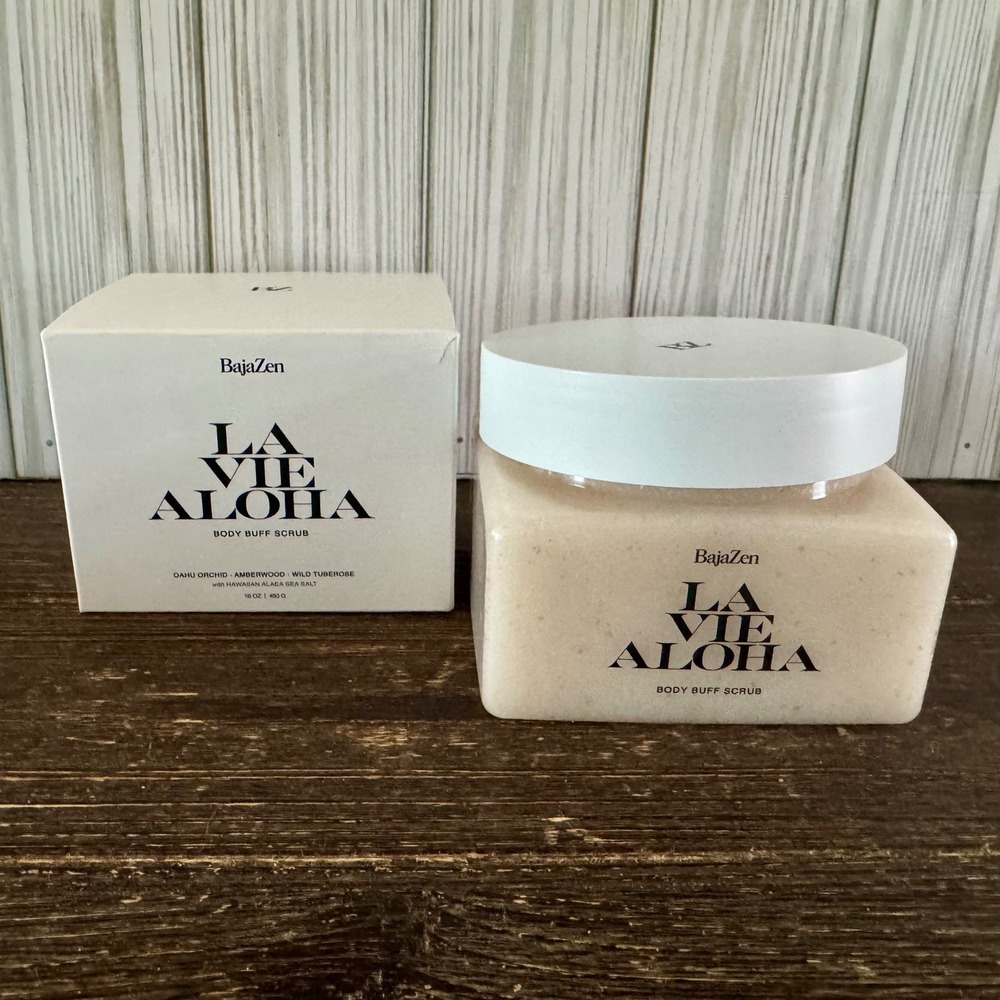 BajaZen La Vie Aloha Body Buff Scrub 16oz Hawaiian Alaea Sea Salt Oahu Orchid - Picture 2 of 6